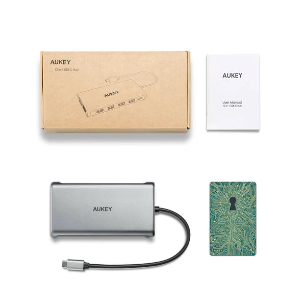 Aukey CB-C78 12 in 1 USB C Multi Hub: Gigabit Ethernet HDMI VGA USB C SD microSD 