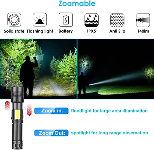 m MU Torcia Led Potente Professionale, Torcia Led Ricaricabile，Torcia Led 3000 Lumen XHP70.2, Torcia Tattica Militare, IP45 Impermeabile Flashlight Per Campeggio Trekking Emergenza (3400mAh)