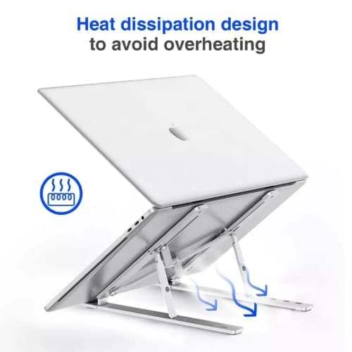 M MU Supporto PC Portatile, Porta PC Pieghevole, Laptop Stand con 6 Tipi di Angoli Regolabili, Alluminio Ventilato Supporto per Porta Computer/MacBook/PRO/Air/iPad Laptop, 10-15,6" - Argento