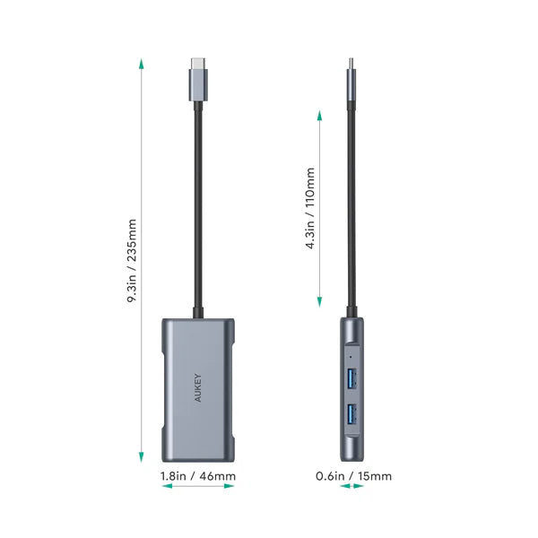 Aukey CB-C75 6 in 1 USB C Multi Hub: Ethernet, HDMI, USB, USB C 