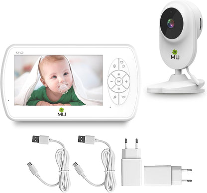 Drahtloses Video- und Audio-Babyphone ohne WLAN, 4,3-Zoll-LCD-Bildschirm, hohe Auflösung 1080p, VOX-Funktion, Nachtsicht, Temperaturüberwachung, 6 Schlaflieder (TV-BM520-2MP)