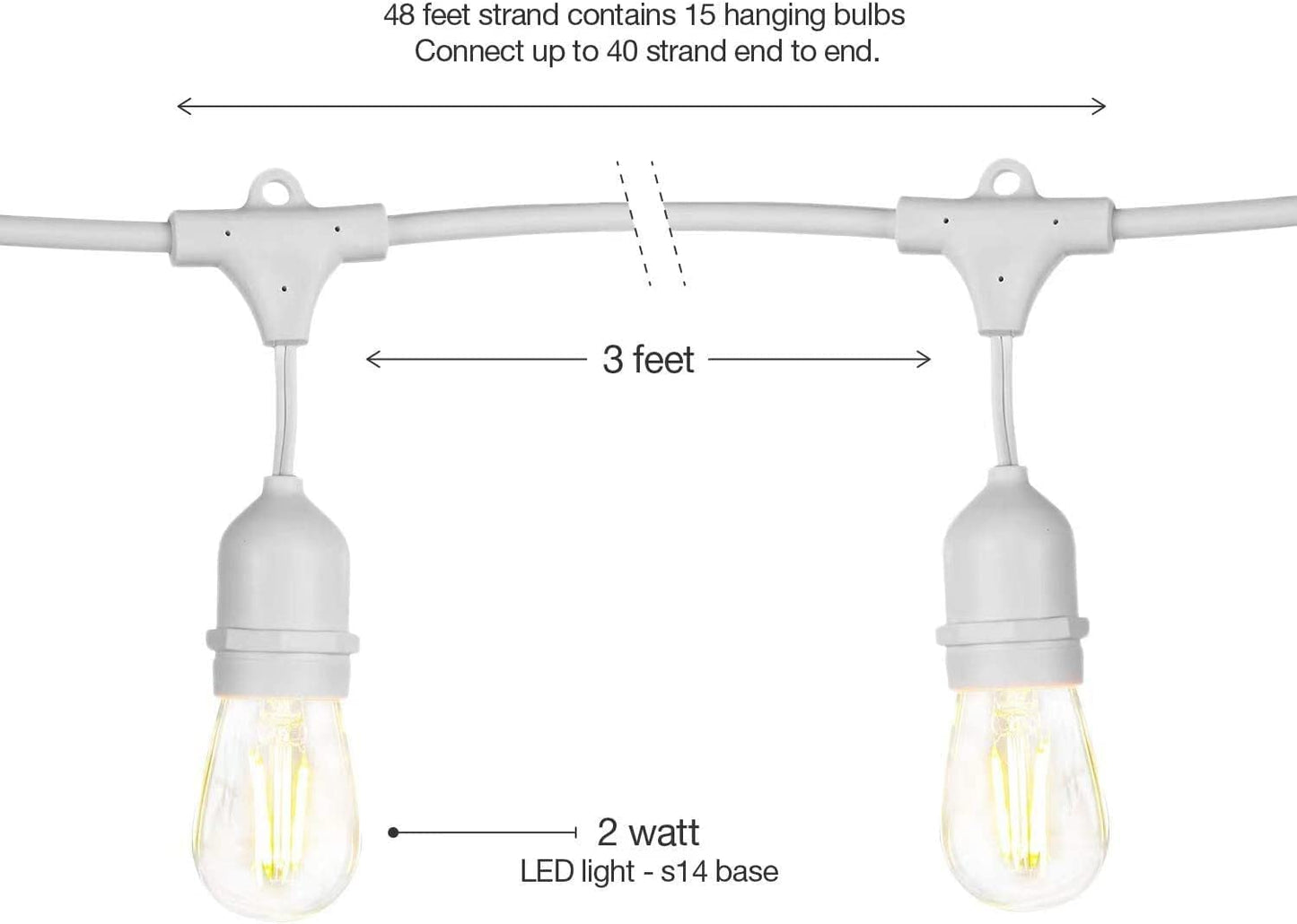 MU Catena Luminosa Esterno Impermeabile 10M Incluse Lampadine LED E27 Versione Verticale (CAT10 V B/N (L)) *OFFERTA MULTIPACK*