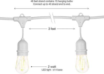 MU Catena Luminosa per Esterno Impermeabile 5/10/15 Metri Versione Verticale - Con e Senza Lampadine LED E27