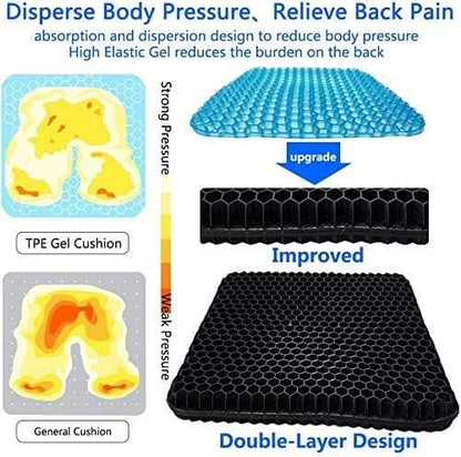 Cuscino per Sedia Ortopedico Antidecubito in Gel per Auto, Ufficio, Casa 3.5x34X39CM - NUOVA GENERAZIONE