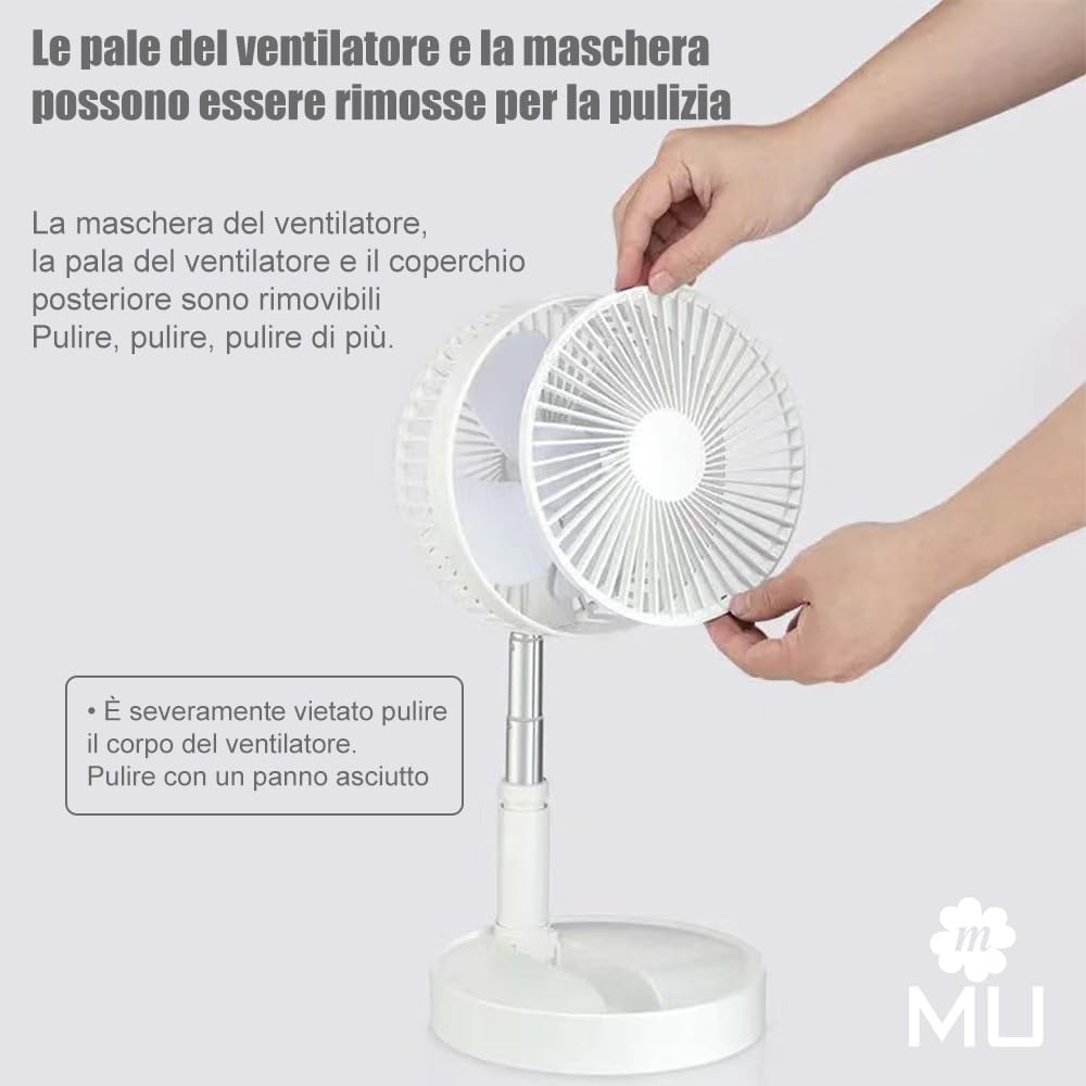 m Mu Ventilatore Portatile Ventilatore da Tavolo da Viaggio Altezza Regolabile con Telecomando