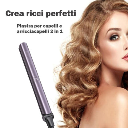 Piastra per Capelli Ionico 2 in 1 Styling Liscio Mosso Riscaldamento in 30 Sec 150°C – 230℃ Nano-titanio