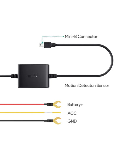 Aukey PM-YY Dash Cam Hardwire Kit, Kit Caricabatteria da Auto per Dash Cam