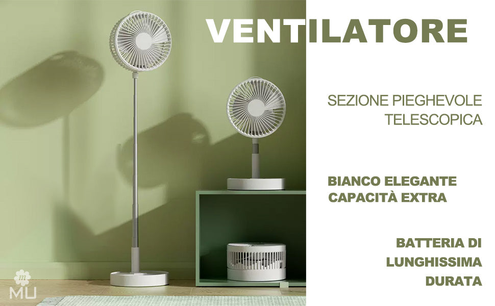 m Mu Ventilatore Portatile Ventilatore da Tavolo da Viaggio Altezza Regolabile con Telecomando