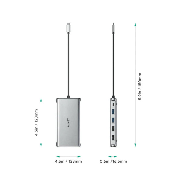 Aukey CB-C78 12 in 1 USB C Multi Hub: Gigabit Ethernet HDMI VGA USB C SD microSD 