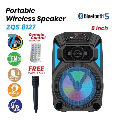 Cassa Altoparlante Bluetooth Ricaricabile Portatile con luci RGB e Microfono incluso – Connessione Radio Bluetooth USB TF (modello m Mu ZQS8127)