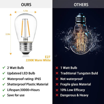 MU Catena Luminosa per Esterno Impermeabile 5/10/15 Metri - Con e Senza Lampadine LED E27