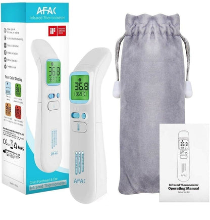 AFAC Infrarot-Fieberthermometer, digitales Stirn-Ohr-Objektthermometer für Erwachsene Kinder, professionell berührungslos, Speicher 40 Messwerte, 4-Farb-Display 