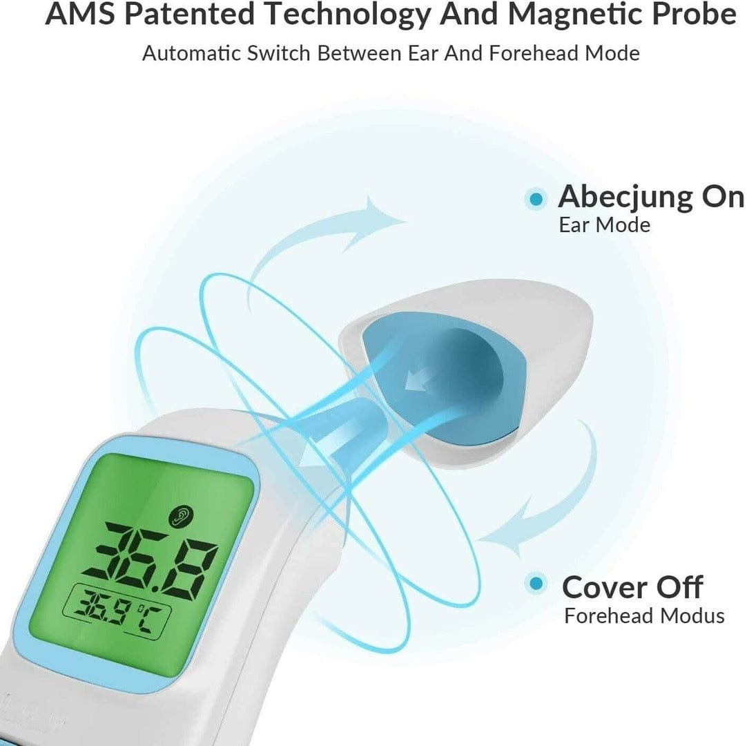 AFAC Infrarot-Fieberthermometer, digitales Stirn-Ohr-Objektthermometer für Erwachsene Kinder, professionell berührungslos, Speicher 40 Messwerte, 4-Farb-Display 