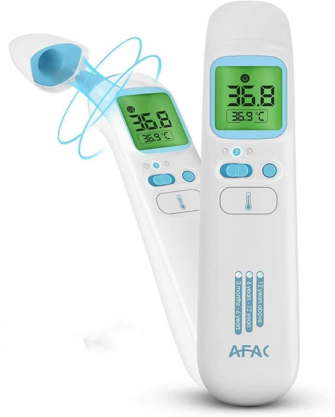 AFAC Infrarot-Fieberthermometer, digitales Stirn-Ohr-Objektthermometer für Erwachsene Kinder, professionell berührungslos, Speicher 40 Messwerte, 4-Farb-Display 